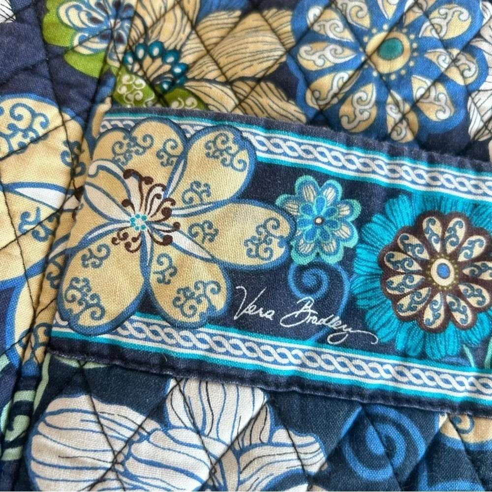 Vera Bradley Mod Floral Blue Large Tote Bag 15.5x15